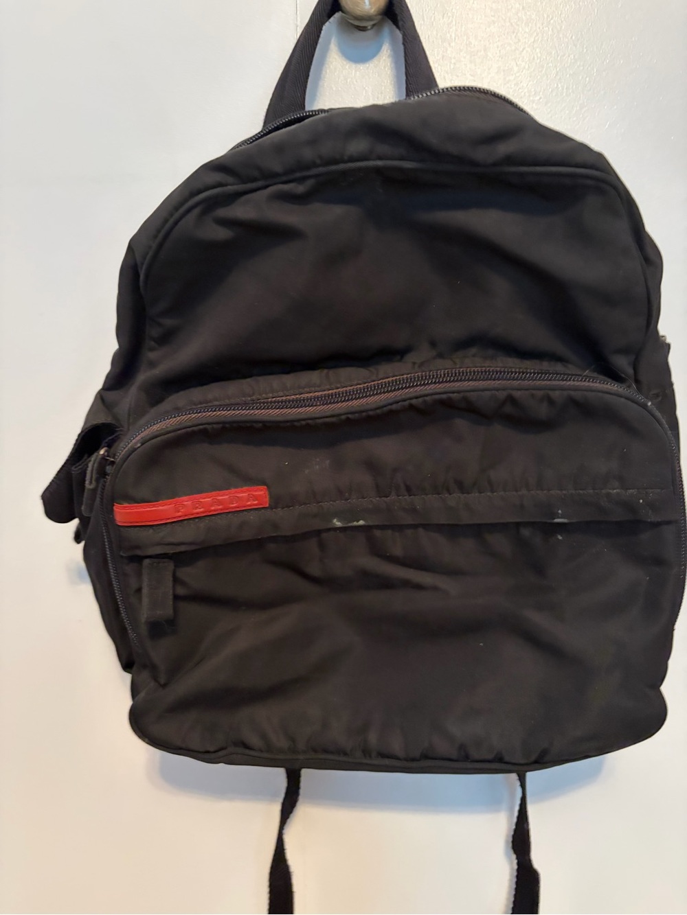 Prada Sport Black Nylon Backpack with Red Accent - Unisex